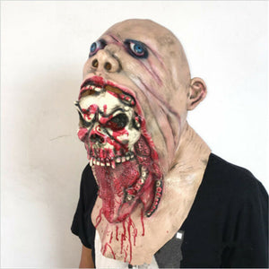 Bloody Ripped Skull Double-layer Latex Mask Costume