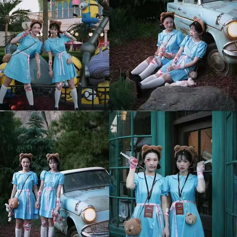 Twin Sisters Cosplay Costume | Blue Dress (XS-3XL) Children - Adult Sizes