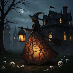 Enchanted Gothic Witch Table Lamp (23CM)