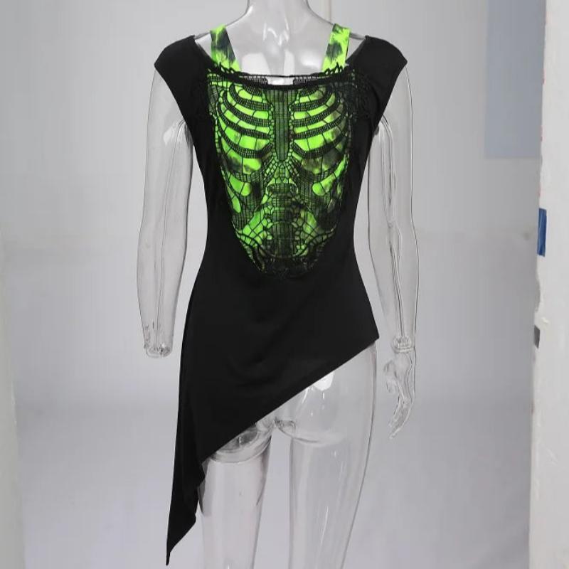 Oversize Green Skeleton Back Tee Shirt (S-3XL)