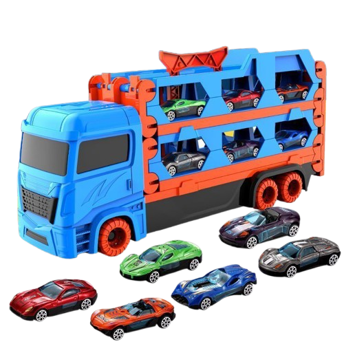 Large Car Transporter Truck with Folding Track & 14 Cars