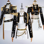 K-Pop Star Black & Gold Premium Cosplay Costume | Optional Wig (S-3XL)
