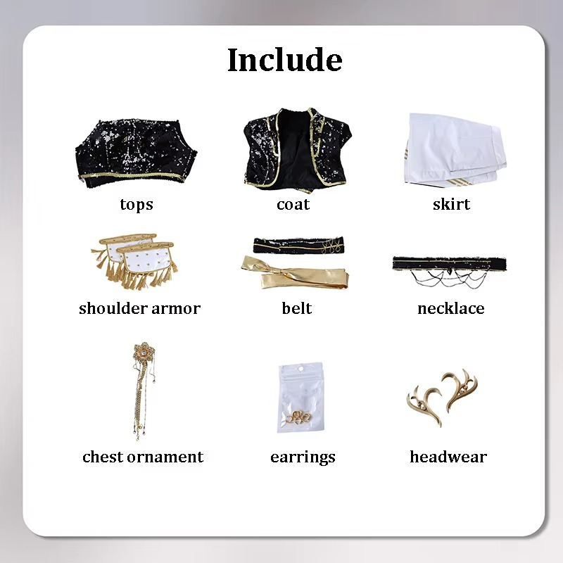K-Pop Star Black & Gold Premium Cosplay Costume | Optional Wig (S-3XL)