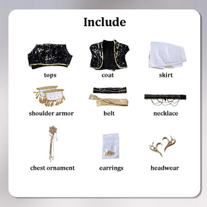 K-Pop Star Black & Gold Premium Cosplay Costume | Optional Wig (S-3XL)