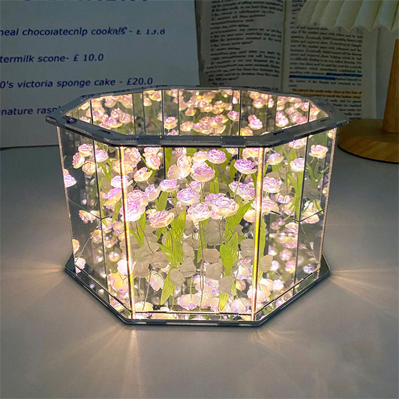 Rose DIY Tulip Infinity Diagonal Mirror Night Light Lamp (7 Colors)