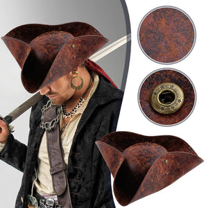 Pirate Hat Captain with Eye Patch Set Costume