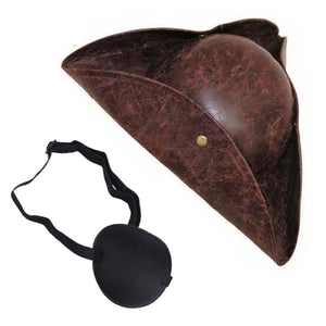 Pirate Hat Captain with Eye Patch Set Costume