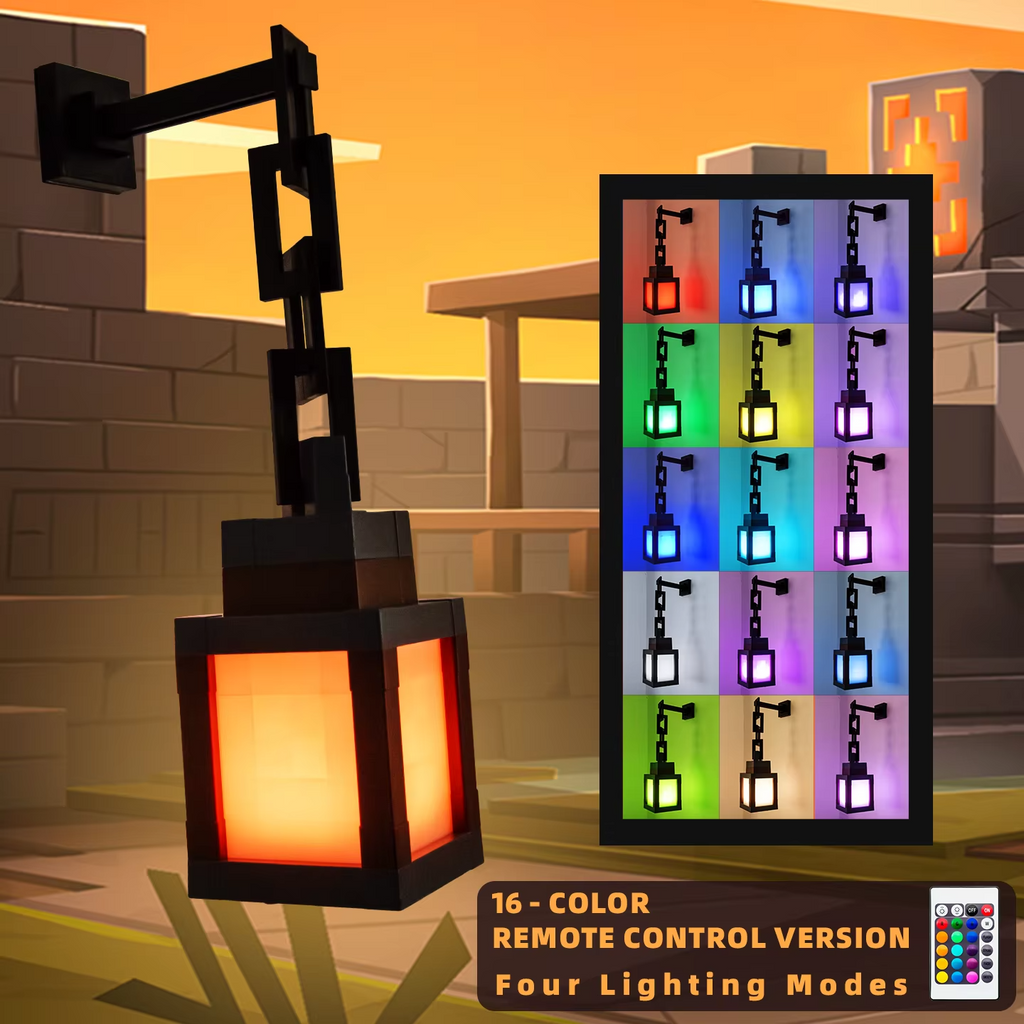 Pixel Style Portable Wall Lantern 16 Colors LED w/Remote