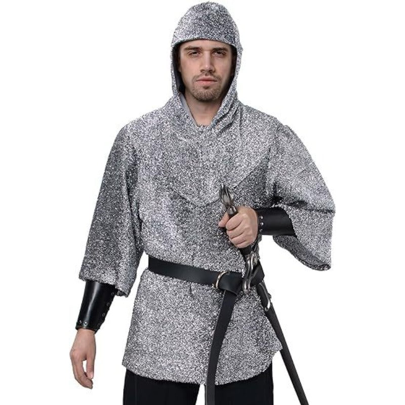 Templar Knight Faux Chainmail Shirt Costume Set (Size XS-3XL)