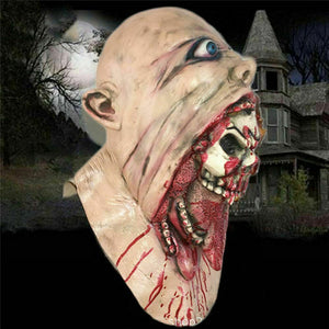 Bloody Ripped Skull Double-layer Latex Mask Costume