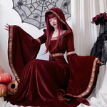 Medieval Princess Hooded Victorian Red Dress (Size S-XL)