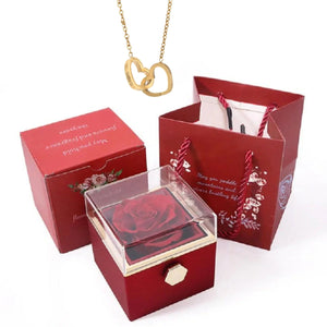 *Custom Name* Necklace Preserved Rose Jewelry Gift Box Set (4 Colors) 2 Options