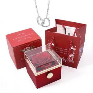 *Custom Name* Necklace Preserved Rose Jewelry Gift Box Set (4 Colors) 2 Options