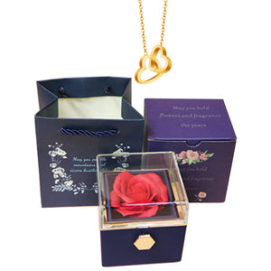 *Custom Name* Necklace Preserved Rose Jewelry Gift Box Set (4 Colors) 2 Options