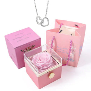 *Custom Name* Necklace Preserved Rose Jewelry Gift Box Set (4 Colors) 2 Options