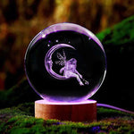 3D Fairy Moon Crystal Ball Lamp Laser Engraved Night Light