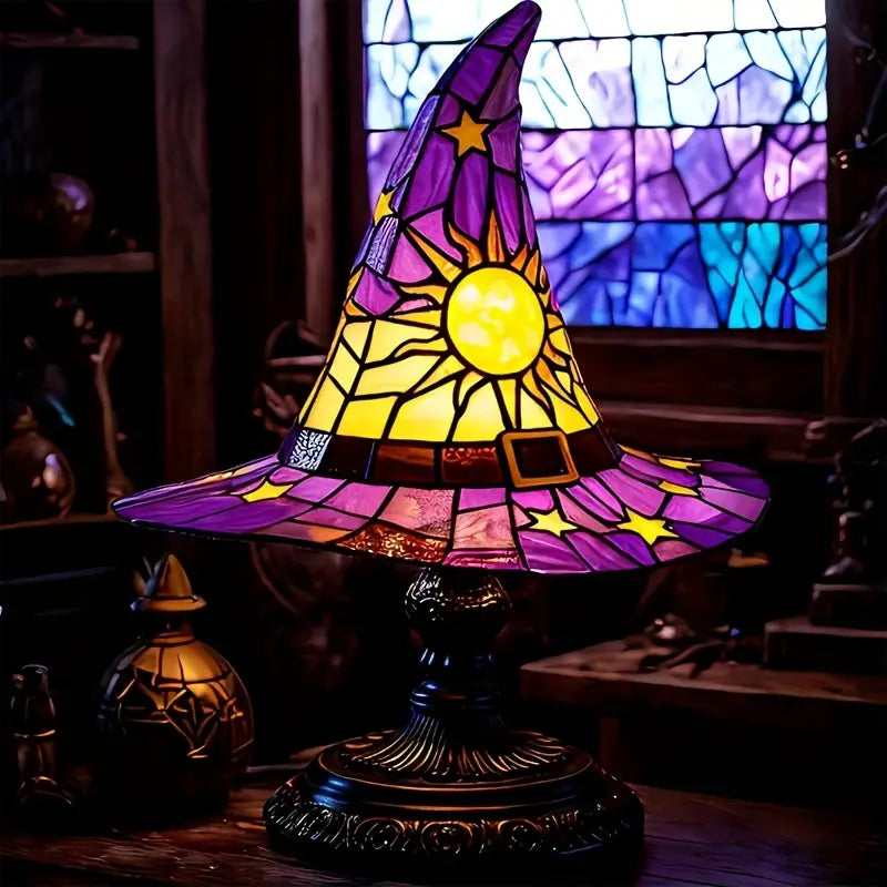 Stained Glass Style Witch Hat Lamp (3 Options)