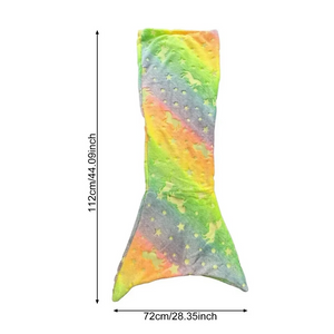 Glow-in-the-dark unicorn mermaid tail blanket for girls with rainbow design and soft flannel material