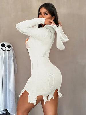 Pumpkin Queen Distressed Knit Hooded Dress (3 Colors)