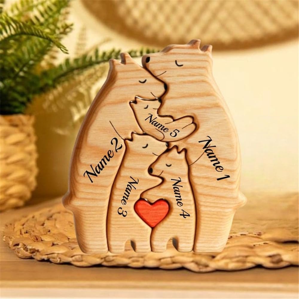 *Custom Personalized Name* Wooden Bear Family (2-9 Names)