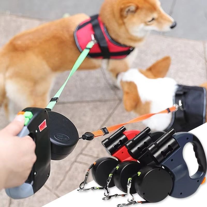 Retractable Dual Dog Leash (3 Colors) with LED Light