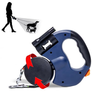 Retractable Dual Dog Leash (3 Colors) with LED Light