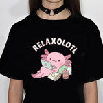 Relaxolotl Axolotl Boba Milk Tea Tee Shirt (2 Style) S-4XL