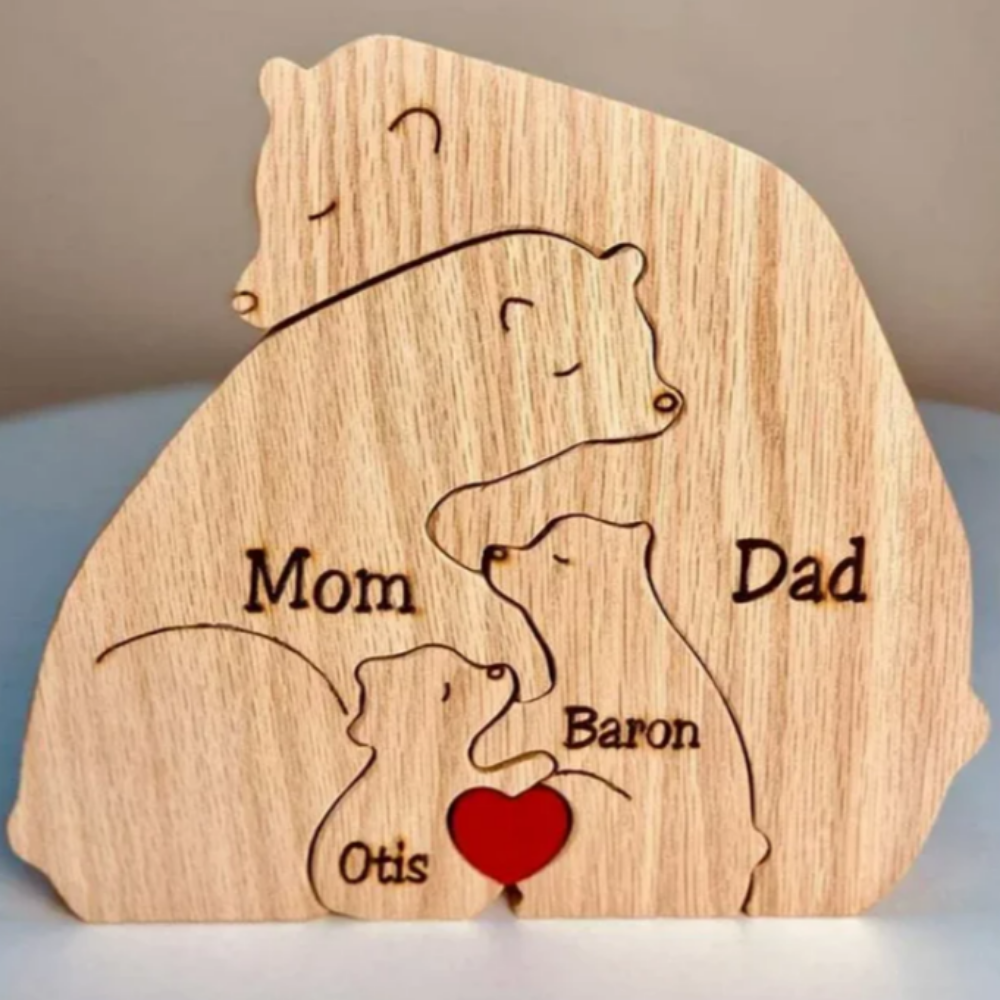 *Custom Personalized Name* Wooden Bear Family (2-9 Names)