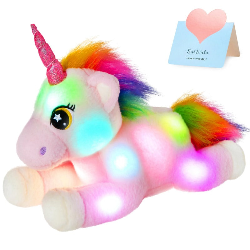 Rainbow Unicorn Light Up Plush Stuffed Animal (Size 45CM)
