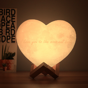 Personalized Custom 3D Heart Moon Lamp "Love You To The Moon"