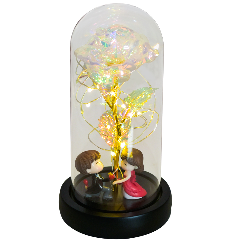 Rainbow Orbs Galaxy Enchanted Rose LED Glass Display (7 Designs)