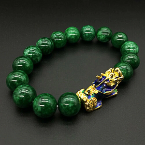 Green Pixiu Feng Shui Black Obsidian Bracelet (2 Designs)