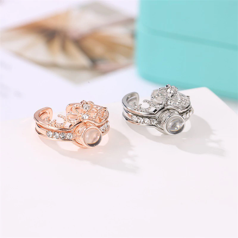 "I Love You" 100 Language Micro Projection Ring 2 in 1 Magic Expanding Bracelet With Infinity Gift Box