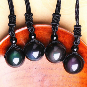 Obsidian Rainbow Eye Necklace Protection Pendant (4 Sizes)