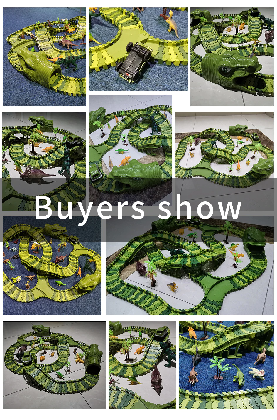 Dinosaur Race Car Flexible Track Set (6 Sizes) DIY Magic