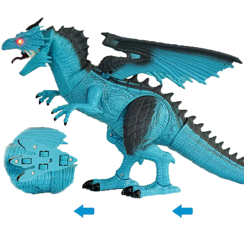 Electronic LED Walking Dragon Dinosaur Toy (Red or Blue) Fire & Ice