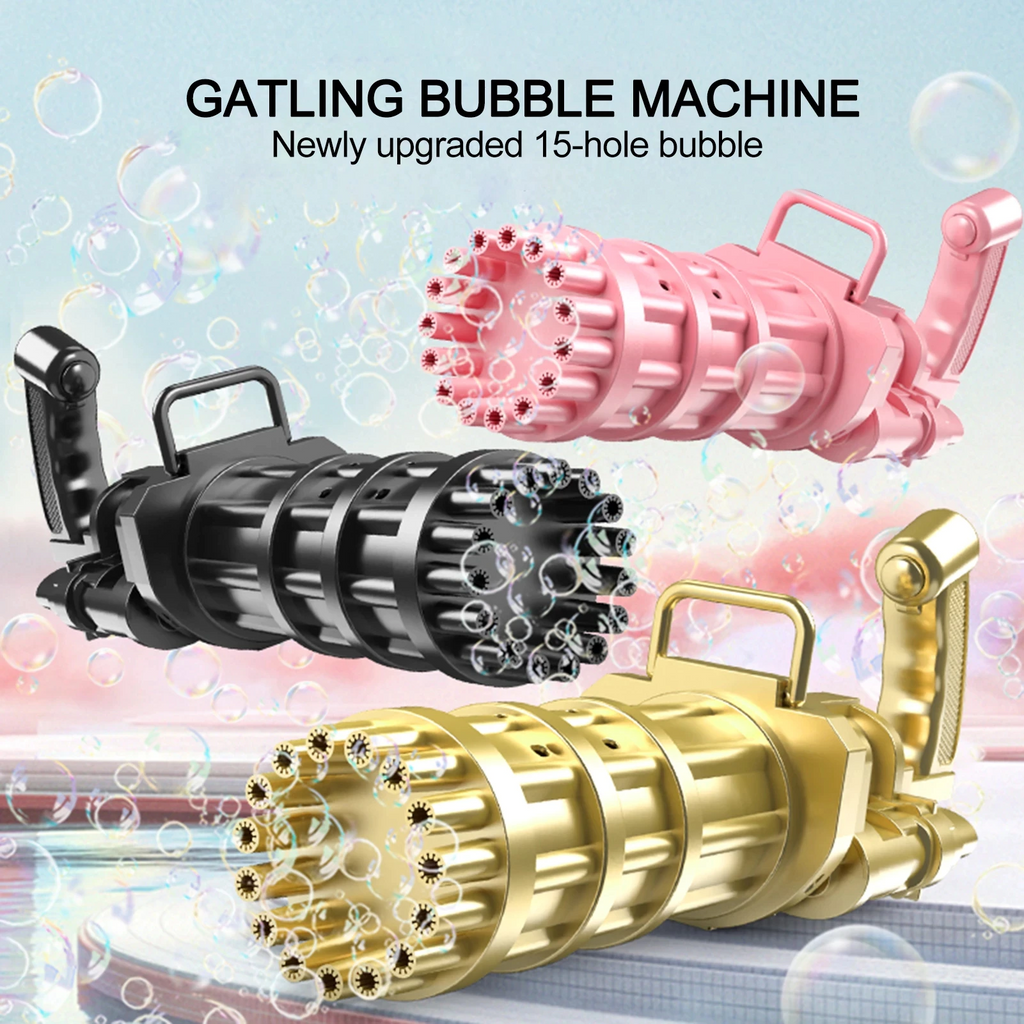 Upgraded 15 Hole Gatling Bubble Gun (3 Colors)