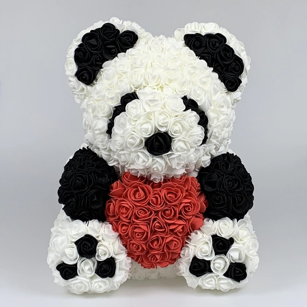 XL Panda Enchanted Forever Rose Heart Teddy Bear (2 Designs)