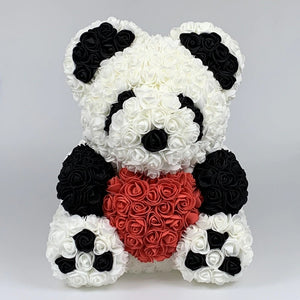 XL Panda Enchanted Forever Rose Heart Teddy Bear (2 Designs)