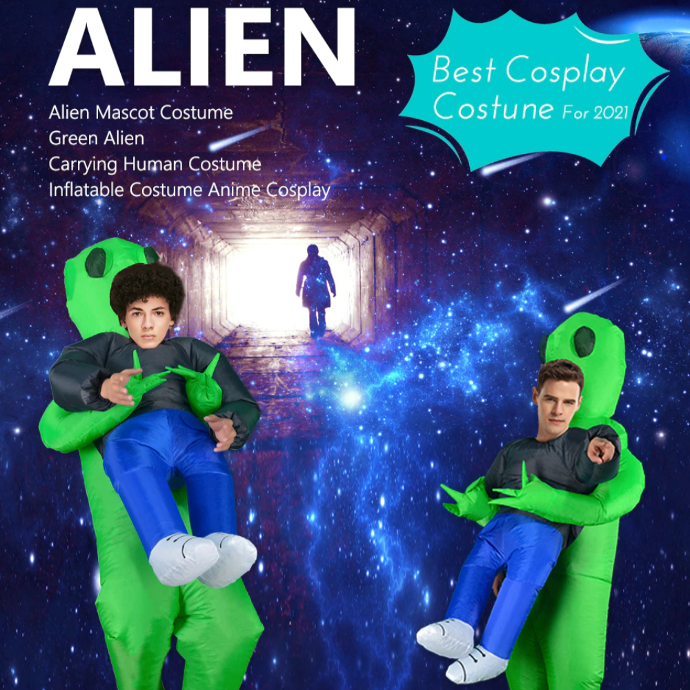 Inflatable Green Alien Mascot Costume (Adult Size Only)