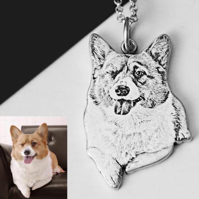 Family Photo or Pet Memorial Custom Laser Cut Photo Necklace (925 Sterling Silver)