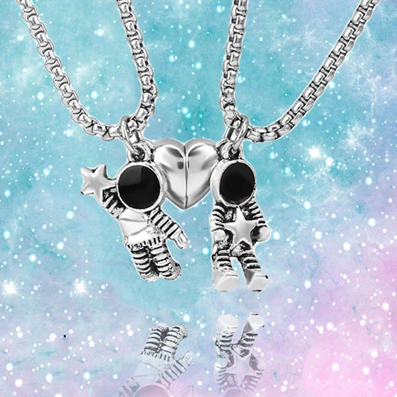 Astronaut Magnetic Heart Couple Necklace Set (4 Styles)
