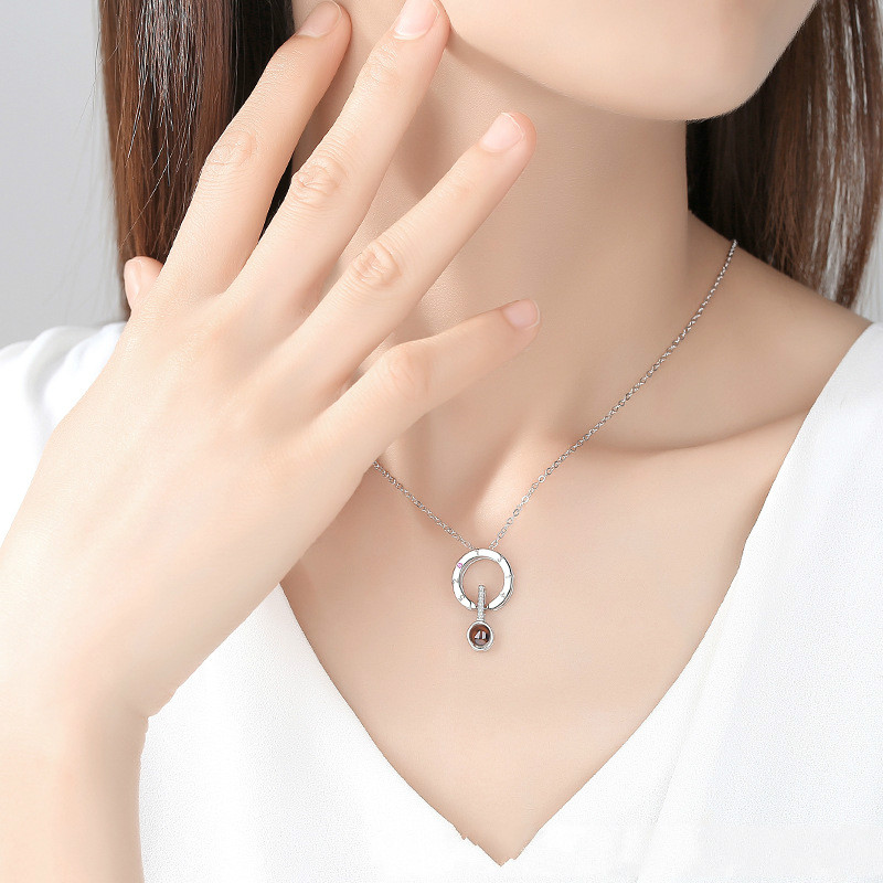 Custom Text "I Love You" Forever 100 Language Micro Projection Necklace (7 Designs)