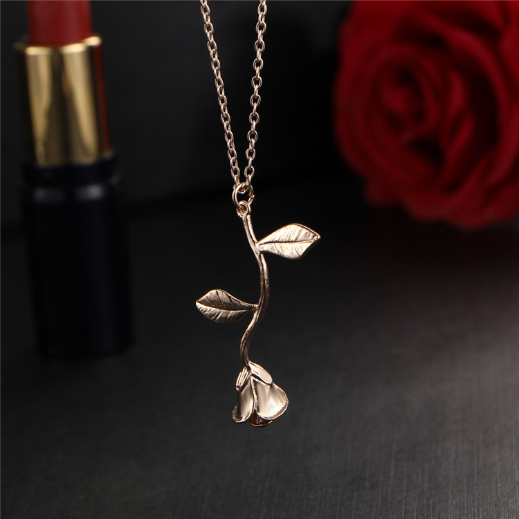 Single Stem Forever Rose Necklace