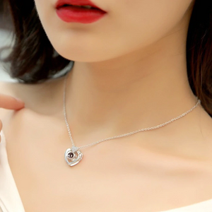 "I Love You" Forever (Double Heart) 100 Language Micro Projection Necklace