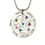 925 Sterling Silver Custom Name Family Tree Necklace With Birthstones (Variant 1)