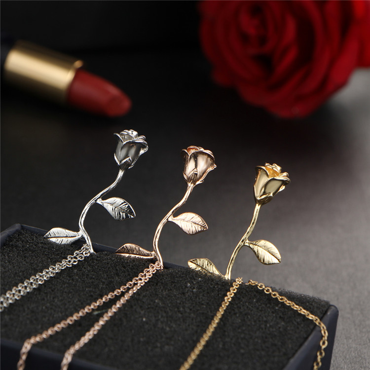 Single Stem Forever Rose Necklace