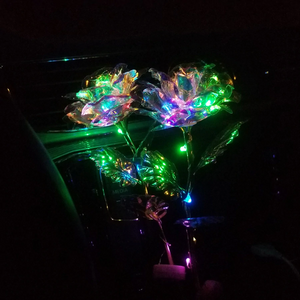 Upgraded Multicolor 24k "Galaxy" Gold Rose "Love You For Life" Love Light Up With Display Stand