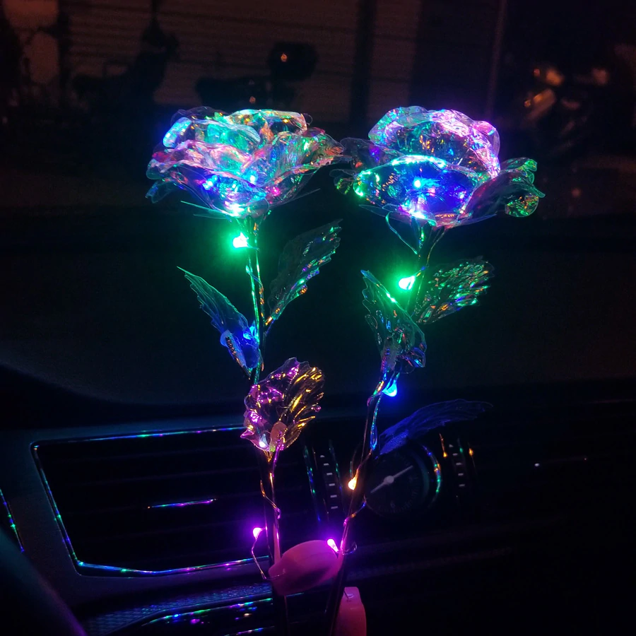 Upgraded Multicolor 24k "Galaxy" Gold Rose "Love You For Life" Love Light Up With Display Stand