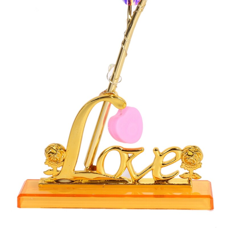 Upgraded Multicolor 24k "Galaxy" Gold Rose "Love You For Life" Love Light Up With Display Stand